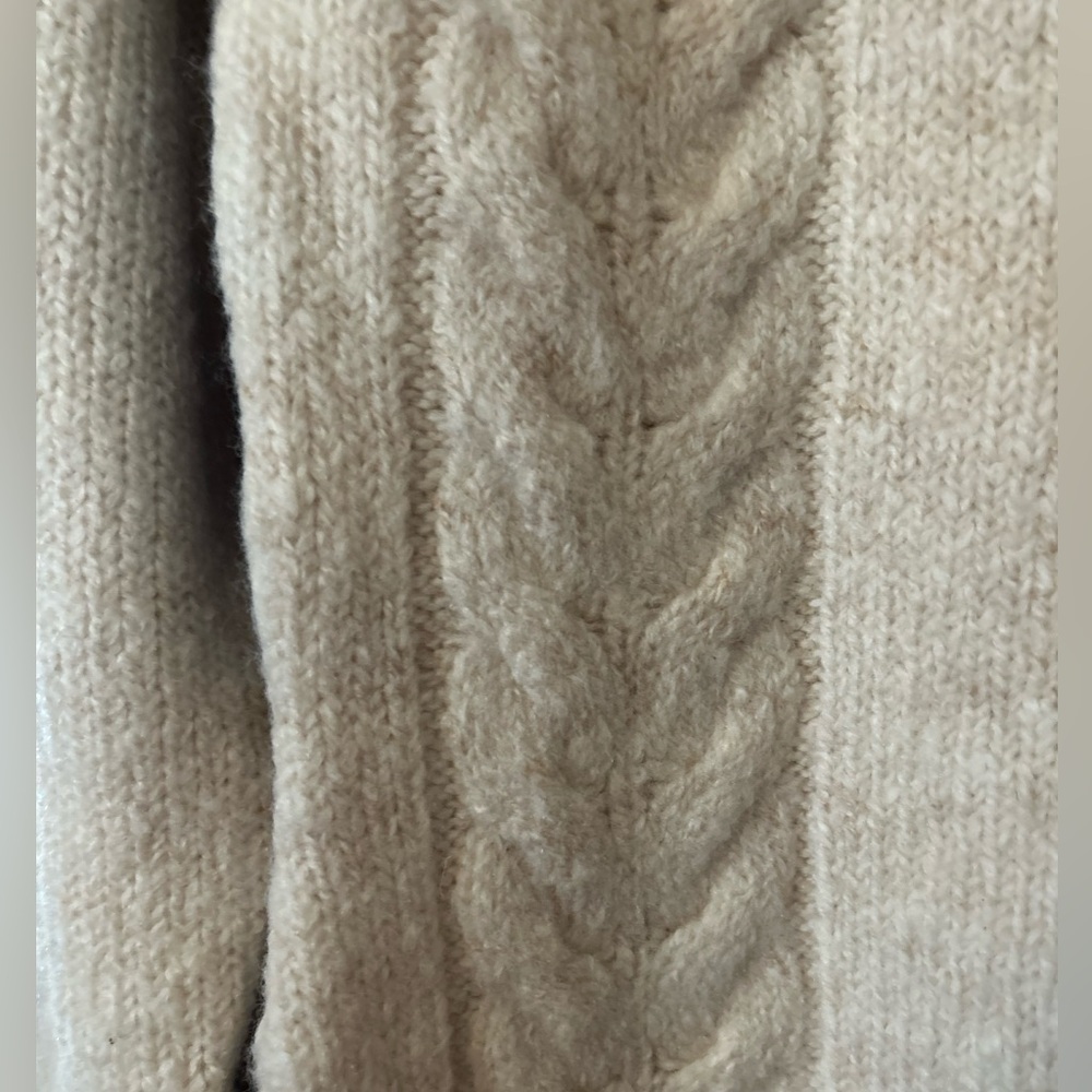 NWOT Y2K L.L. Bean Kint Cardigan Wool Blend Sweater Cream Size Small - Picture 4 of 7